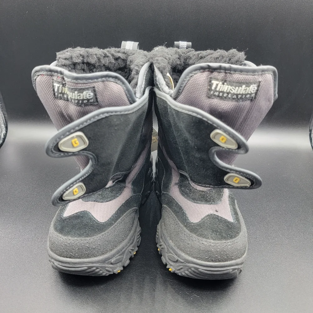 Gap Little Kids Snow Boots Sz 13 Black Grey Yellow 3M Thinsulate Insulation New